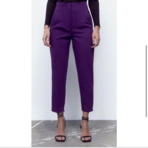 Zara Purple High-Waist Tapered Pants